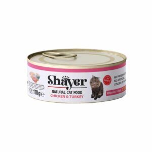 کنسرو نچرال گربه مرغ و شترمرغ شایر shayer 110 گرم