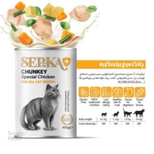 کنسرو گربه بالغ پته چانک مرغ و سبزیجات سپکا 400 گرم